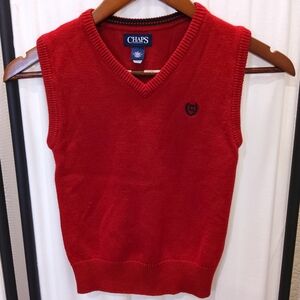 Chaps Boys Red Knit Sweater Vest with V-neck, Size‎ 7